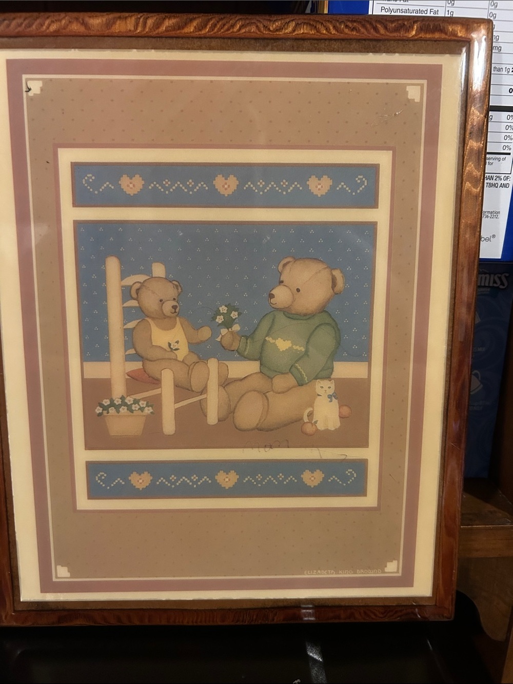Beige and Blue Teddy Bears Framed Wall Art - Home Wall Decor